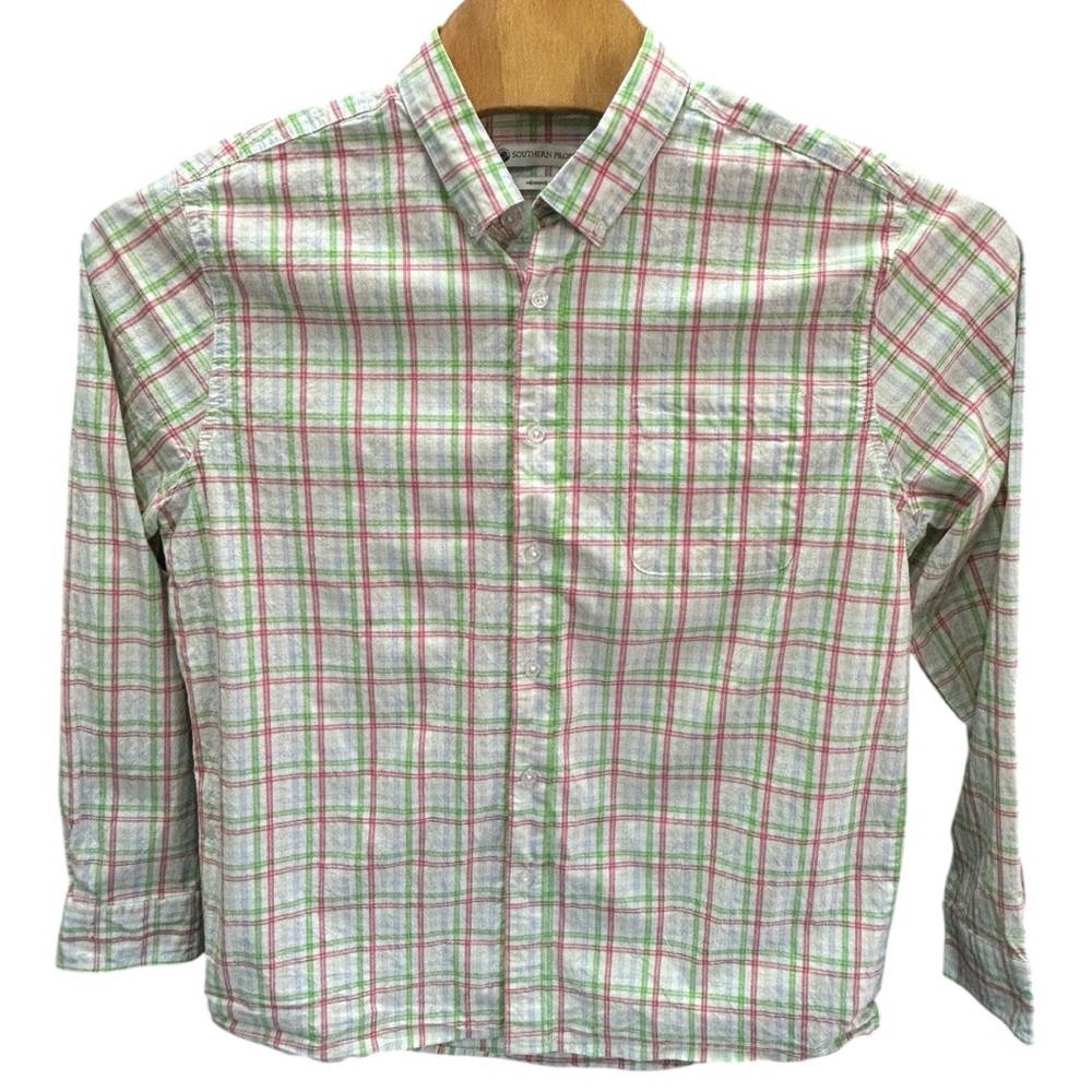 Southern Proper Men's Henning Long‎ Sleeve Button Down Plaid Shirt  Sz L